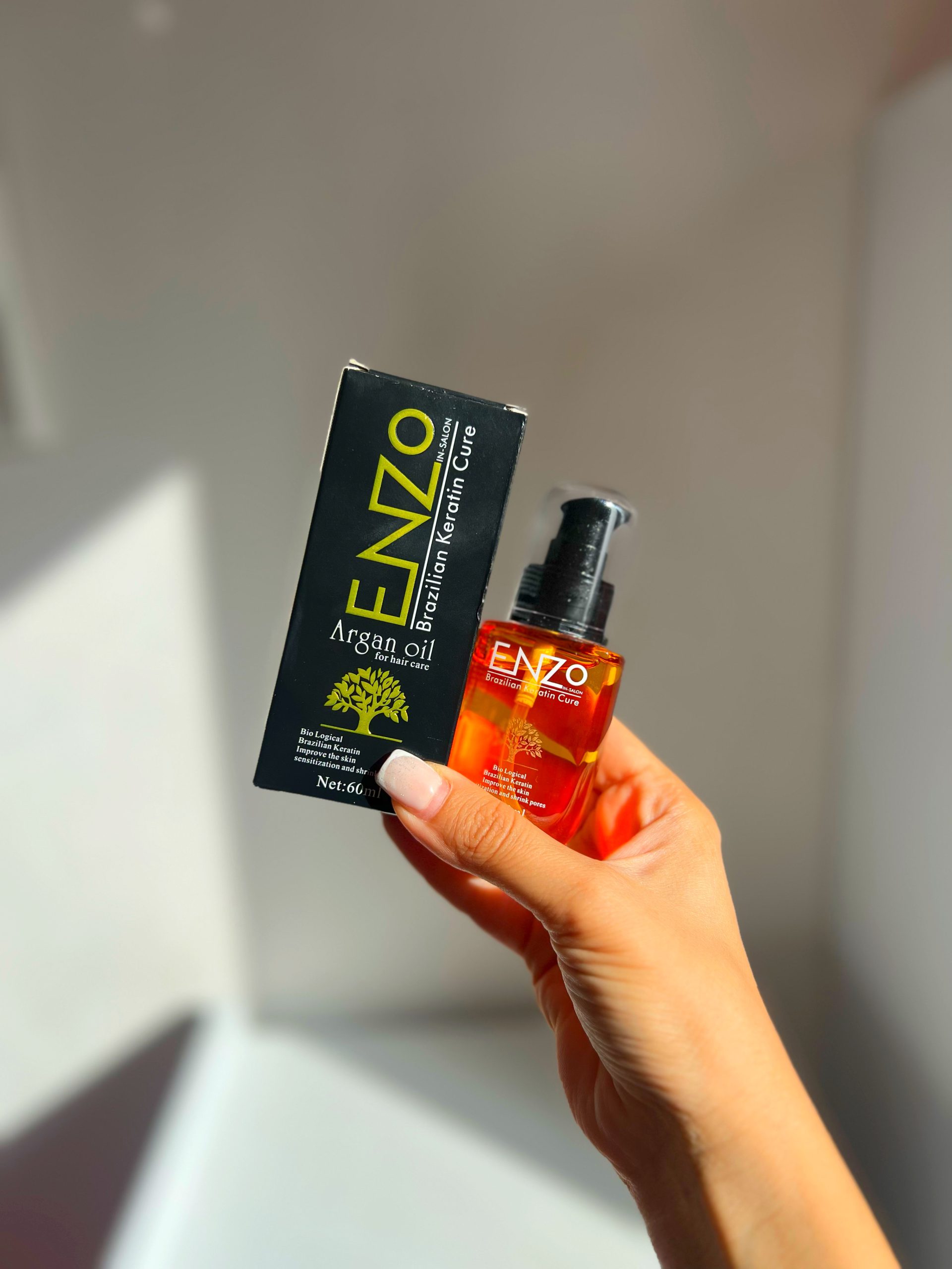 روغن آرگان حاوی کراتین برزیلی انزو Enzo حجم 60 میلی لیتر